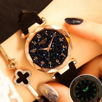 Fashion Women Watches 2018 Best Sell Star Sky Dial Clock Luxury Rose Gold Womens Bracelet Quartz Wrist Watches New Dropshipping
