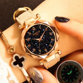 Fashion Women Watches 2018 Best Sell Star Sky Dial Clock Luxury Rose Gold Womens Bracelet Quartz Wrist Watches New Dropshipping