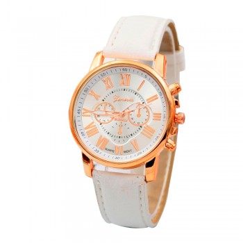 Luxury fashion casual gold women watches bracelet Womens Geneva Roman Numerals Faux Leather Analog Quartz Watch A40