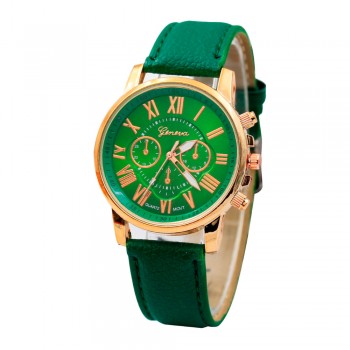 Luxury fashion casual gold women watches bracelet Womens Geneva Roman Numerals Faux Leather Analog Quartz Watch A40