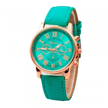 Luxury fashion casual gold women watches bracelet Womens Geneva Roman Numerals Faux Leather Analog Quartz Watch A40