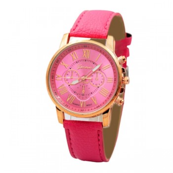 Luxury fashion casual gold women watches bracelet Womens Geneva Roman Numerals Faux Leather Analog Quartz Watch A40