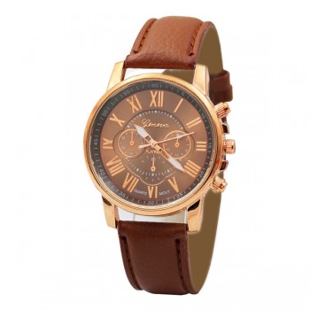 Luxury fashion casual gold women watches bracelet Womens Geneva Roman Numerals Faux Leather Analog Quartz Watch A40