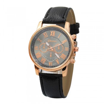 Luxury fashion casual gold women watches bracelet Womens Geneva Roman Numerals Faux Leather Analog Quartz Watch A40