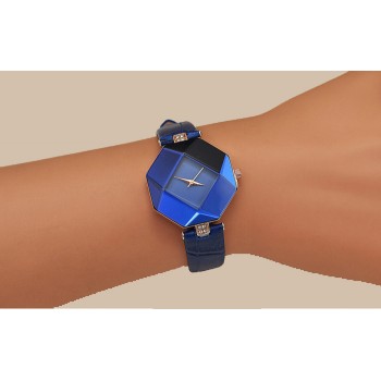 Women Watches Gem Cut Geometry Crystal Leather Quartz Wristwatch Fashion Dress Watch Ladies Gifts Clock Relogio Feminino 5 color