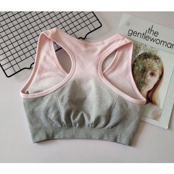 LANTECH Yoga Bra Sportswear Push Up Running Sports Bra Top Padded Training Workout Active Jogger Women Fitness Gym Bra Ombre