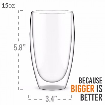 2/4/6pcs 450ML Handmade Heat Resistant  Double Layer Glass Coffee Tea Quality Drink Cups Insulated Clear Glass