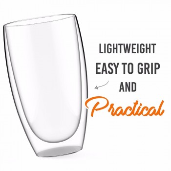 2/4/6pcs 450ML Handmade Heat Resistant  Double Layer Glass Coffee Tea Quality Drink Cups Insulated Clear Glass