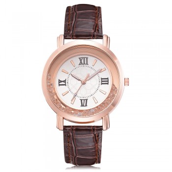 New ladies watch Rhinestone Leather Bracelet Wristwatch Women Fashion Watches Ladies Alloy Analog Quartz relojes @F
