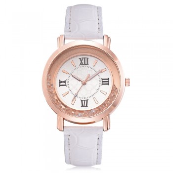 New ladies watch Rhinestone Leather Bracelet Wristwatch Women Fashion Watches Ladies Alloy Analog Quartz relojes @F