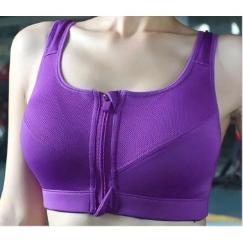 Front Zipper Sports Bra Plus Size Bras Women High Impact Running Adjustable Best Compression Zip Up Shock Absorber Zipped Ladies