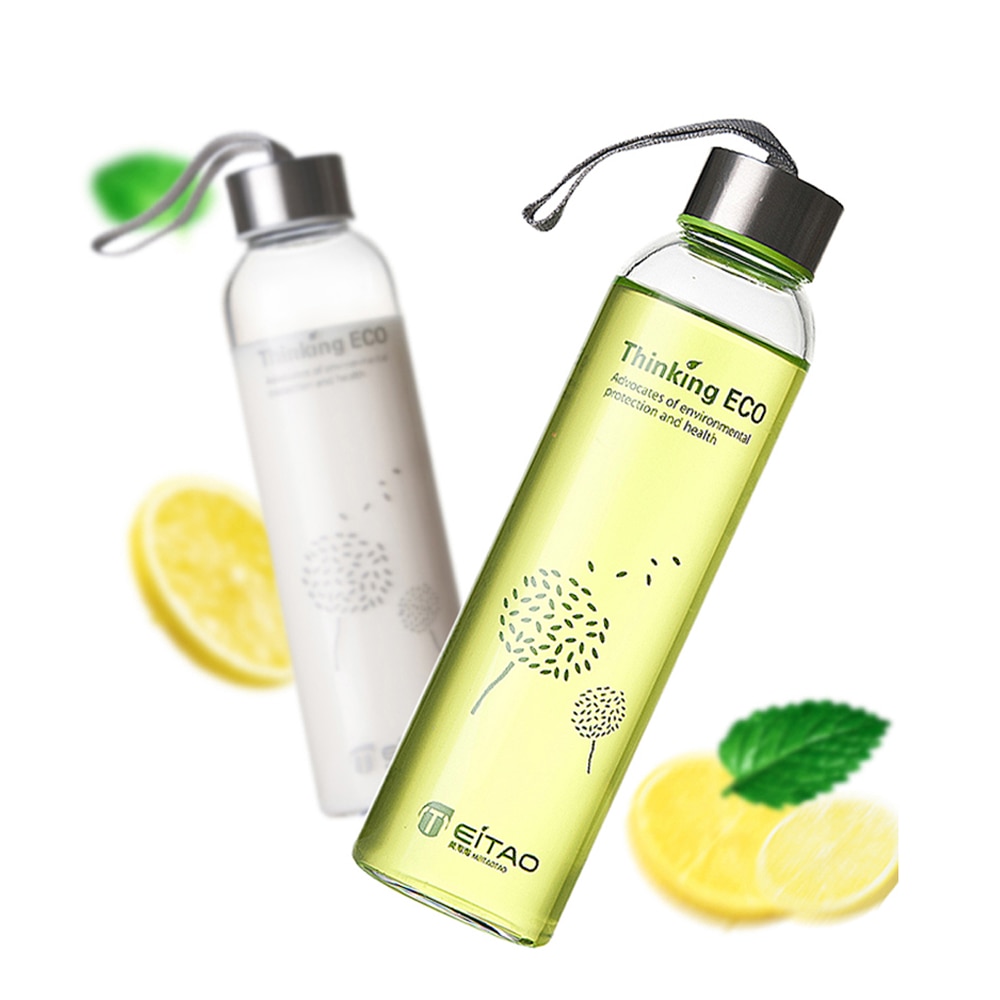 Sport Glass Water Bottle Portable Bicycle Tour Solid Transparent Office Bottle High Temperature Resistant Glass Water  SP02