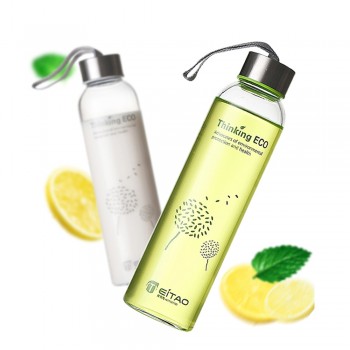 Sport Glass Water Bottle Portable Bicycle Tour Solid Transparent Office Bottle High Temperature Resistant Glass Water  SP02