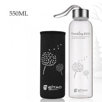 Sport Glass Water Bottle Portable Bicycle Tour Solid Transparent Office Bottle High Temperature Resistant Glass Water  SP02