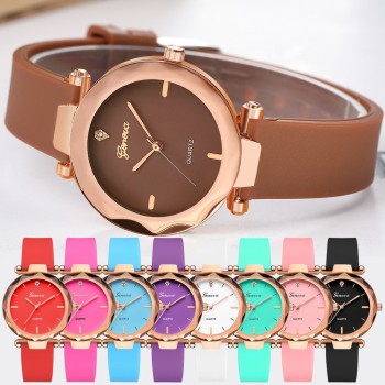 Hot Sell Newest Luxury Brand Geneva Watch Womens Watches Silica Quartz Dress Ladies Wrist Watch Waterproof relogio feminino