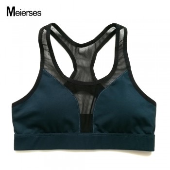 MEIERSES Women Sports Bra Fitness Clothes Breathable Running Vest Mesh Patchwork Workout Tank Top 2018 New Yoga Top Sport Bra