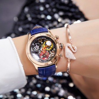 Reef Tiger/RT 2018 Women Fashion Watches Skeleton Watches Swiss Ronda Movement Luxury Rose Gold Sport Watches Date RGA7181