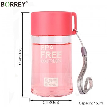 BORREY 150Ml Plastic Water Bottle Mini Cute Water Bottle For Children Kids Portable Leakproof Small Water Bottle Bpa Free