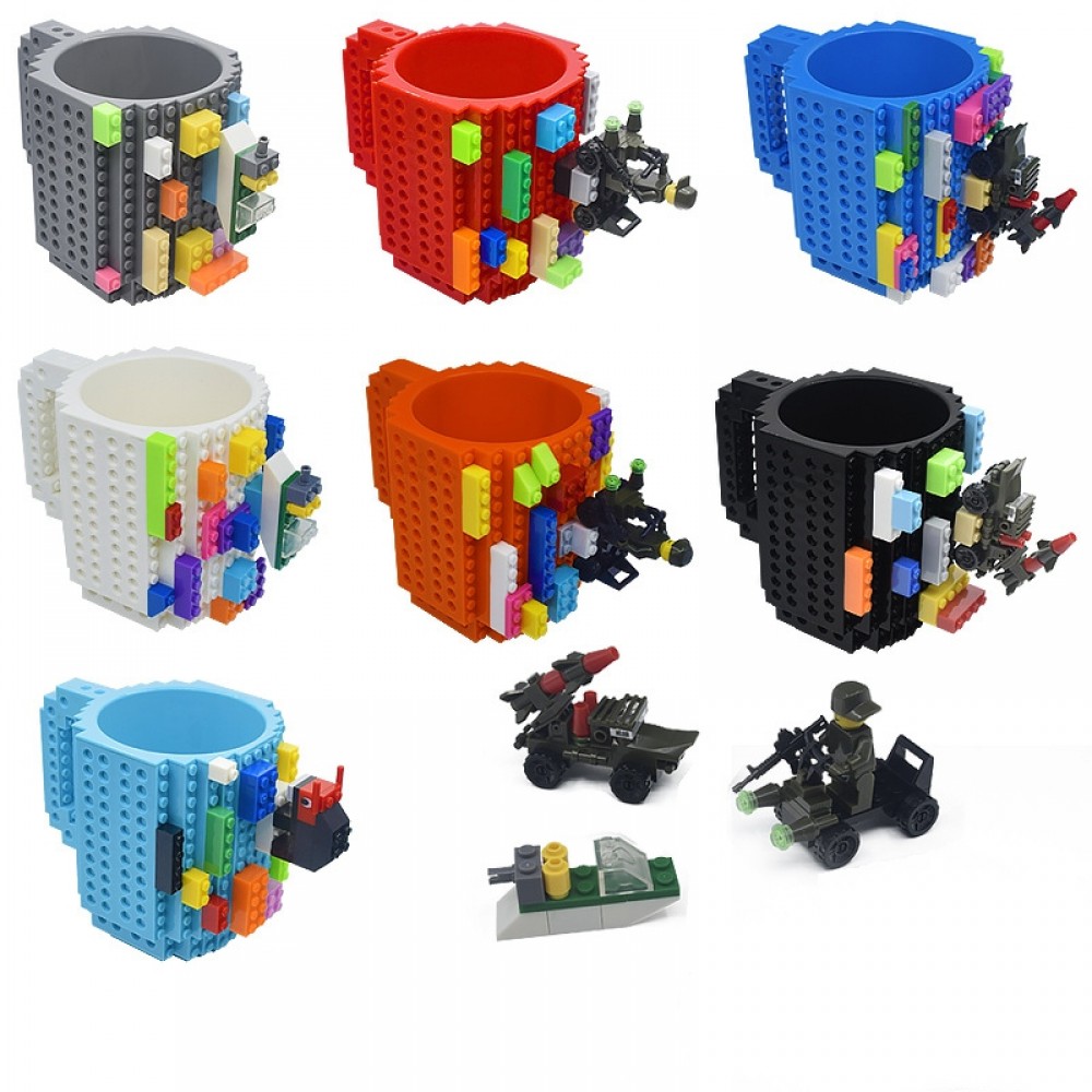 Creative 350ml Drinkware Building Blocks Mugs DIY Coffee Cup Block Puzzle Mug Personality Water Cup Build-On Brick Milk Mug Gift