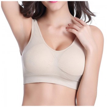 VEQKING Lace Solid Sports Bra,Plus Size 2XL 3XL U Back Seamless Sports Bra Top,Women Padded Wirefree Breathable Sleep Yoga Bra