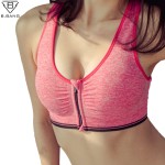B.BANG Plus Size Women Sports Bra Zipper Front Padded Push Up Shockproof Wirefree Tops Gym Fitness Running sujetador deportivo