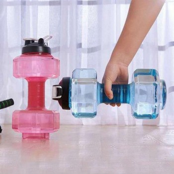 2.2L Large Capacity Multifunctiona Dumbbell Shape Water Bottle Portable Sport Gym Fitness PETG push cap Water Kettle With handle