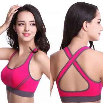Woment Athletic Vest Padded Tank Top Gym Fitness Sports Bra Stretch Cotton Seamless Breathable Yoga Bras Underwear female set