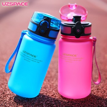 UZSPACE 350ML Water bottle Kid Cartoon Lovely Eco-friendly Plastic Shaker Sport Drink My Bottle Portable leakproof Drinkware