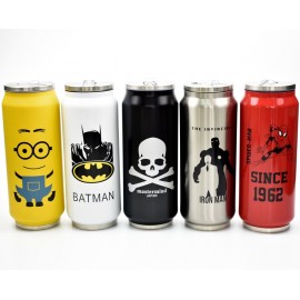 500ml stainless steel bottles Cartoon Cute Cans Coke Keep-warm Spiderman Captain America Batman Superman Series Water Bottle