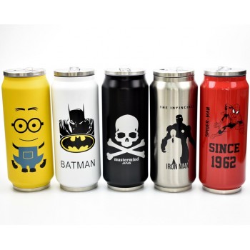500ml stainless steel bottles Cartoon Cute Cans Coke Keep-warm Spiderman Captain America Batman Superman Series Water Bottle