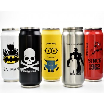 500ml stainless steel bottles Cartoon Cute Cans Coke Keep-warm Spiderman Captain America Batman Superman Series Water Bottle