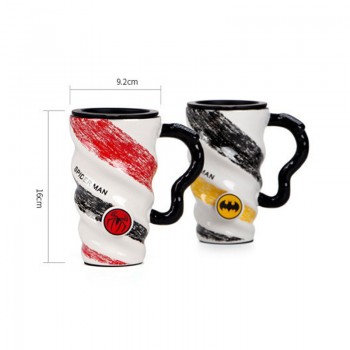 Bpa Free 550ml Hot Sales super Heros ceramics milk coffee mugs Cartoon tea league cup with strawamp;spoonamp;lid and Coaster set