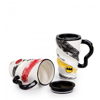 Bpa Free 550ml Hot Sales super Heros ceramics milk coffee mugs Cartoon tea league cup with strawamp;spoonamp;lid and Coaster set
