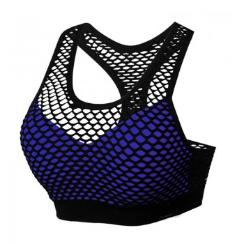 Mesh Sports Bra Hollow Out Sport Top Seamless Fitness Yoga Bras Women Gym Top Padded Running Vest Shockproof Push Up Crop Top