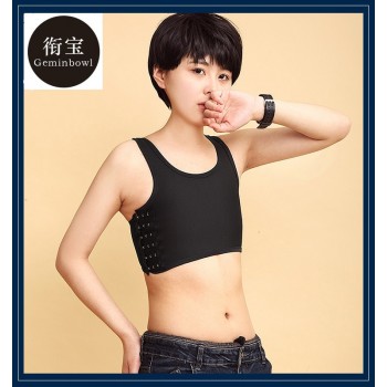 new Geminbowl Les Lesbian Undershirt Tomboy Breathable Buckle Short Chest Binder summer cos bra vest sports underwear net fabric