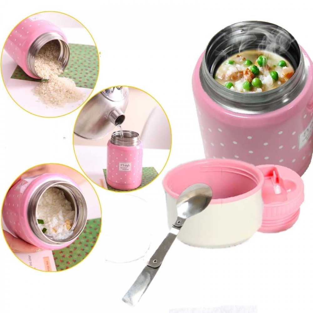 350ml thermos brush gift inox folding spoon thermal lunch box children termos colorful soup jar portable bag food container