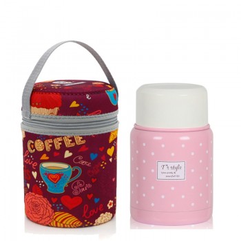 350ml thermos brush gift inox folding spoon thermal lunch box children termos colorful soup jar portable bag food container