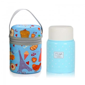 350ml thermos brush gift inox folding spoon thermal lunch box children termos colorful soup jar portable bag food container