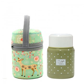 350ml thermos brush gift inox folding spoon thermal lunch box children termos colorful soup jar portable bag food container