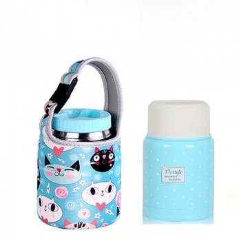 350ml thermos brush gift inox folding spoon thermal lunch box children termos colorful soup jar portable bag food container