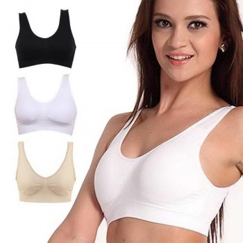 Women Fitness Yoga Sports Top Bra For Running Gym Padded Wire Stretch Free Shake Proof Underwear Solid Color Fitness Bra