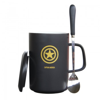 OUSSIRRO Creative Avengers Justice League  Ceramic Mug With Lid With Spoon Superman Spiderman Batman High Quality  Cup Nice Gift