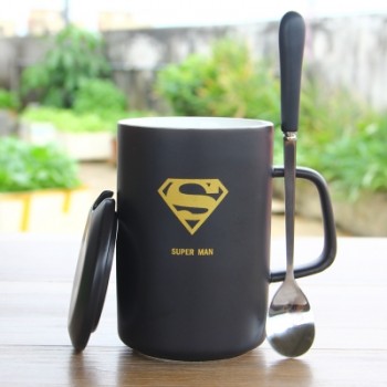 OUSSIRRO Creative Avengers Justice League  Ceramic Mug With Lid With Spoon Superman Spiderman Batman High Quality  Cup Nice Gift