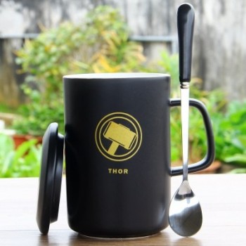 OUSSIRRO Creative Avengers Justice League  Ceramic Mug With Lid With Spoon Superman Spiderman Batman High Quality  Cup Nice Gift