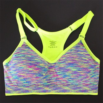 Women Push Up Sport Bra Adjustable Shoulder Strap Yoga Fitness BH Running Fast Dry Brassiere Striped 4Colors Ladies Girls