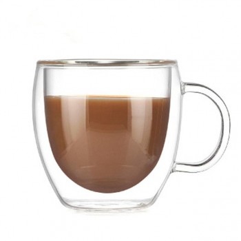 250ml Double Coffee Mugs With the Handle Mugs Drinking Insulation Double Wall Glass Tea Cup Creative Gift Drinkware Milk