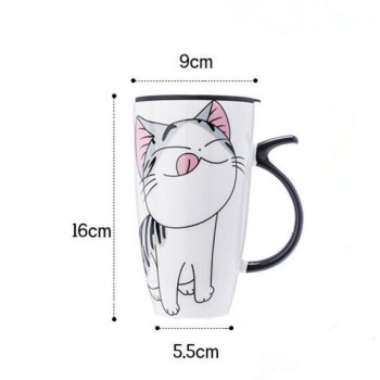 600ml Cute Cat Ceramics Coffee Mug With Lid Large Capacity Animal Mugs creative Drinkware Coffee Tea Cups Novelty Gifts milk cup