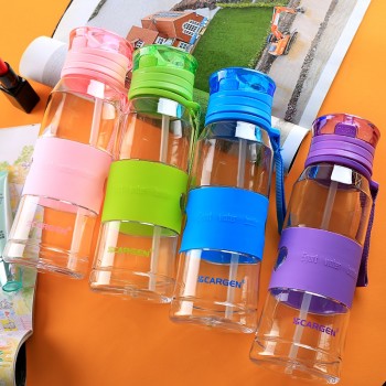 High Quality Eco-friendly PP Baby Bottle 480ML Mini Water Bottle with Straw Portable Pink Drink Bottle for Kids Students Adults