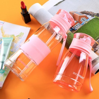 High Quality Eco-friendly PP Baby Bottle 480ML Mini Water Bottle with Straw Portable Pink Drink Bottle for Kids Students Adults