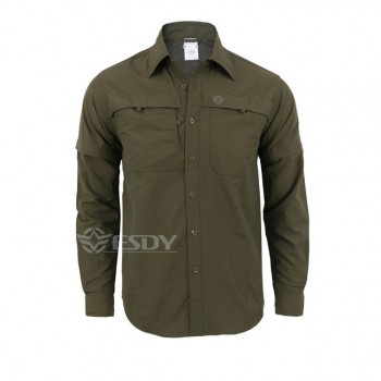 Mens Detachable Long Sleeve Quick Dry Shirt Military Tactical Outdoor Hiking Breathable Anti UV Removable Lapel Cardigan Tops